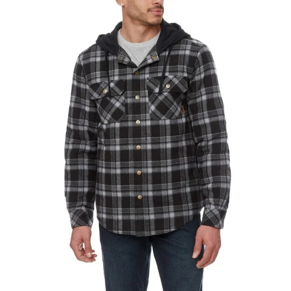 Legendary Outfitters Men’s Shirt Jacket with Hood, Black, X-Large